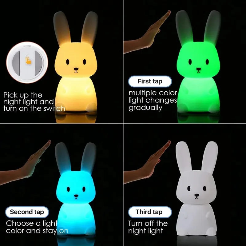 Đèn Ngủ LED Hình Thỏ Silicone