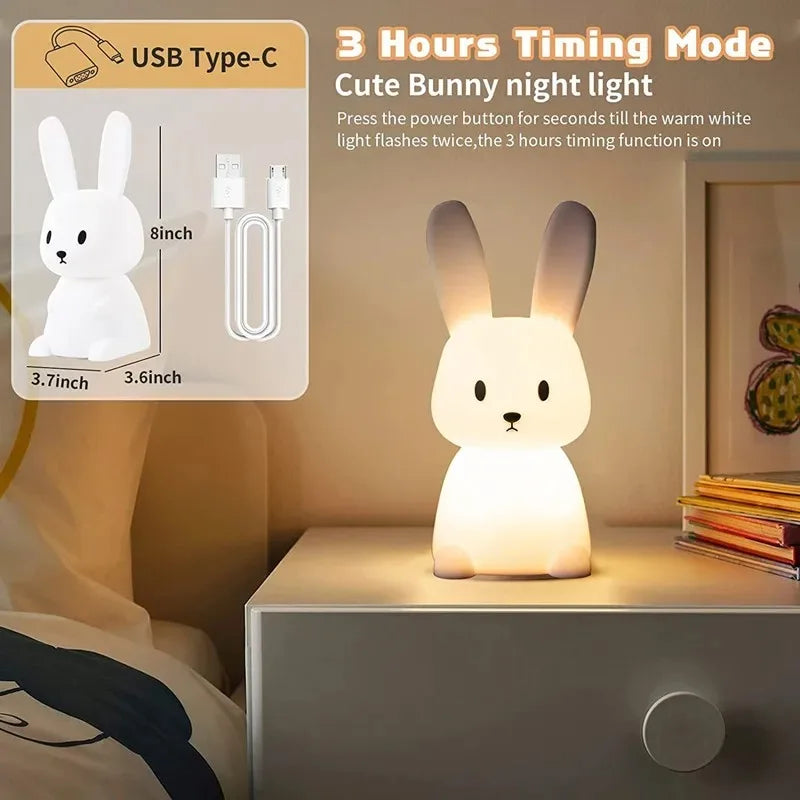Đèn Ngủ LED Hình Thỏ Silicone