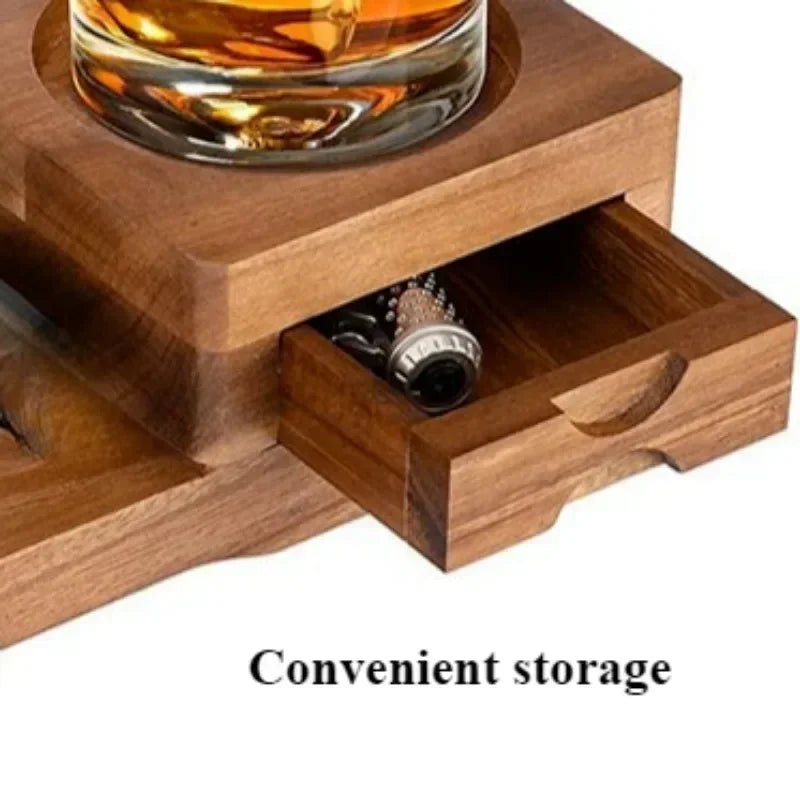 Bộ Khay Gỗ Đựng Xì Gà Và Ly Whiskey Đa Năng