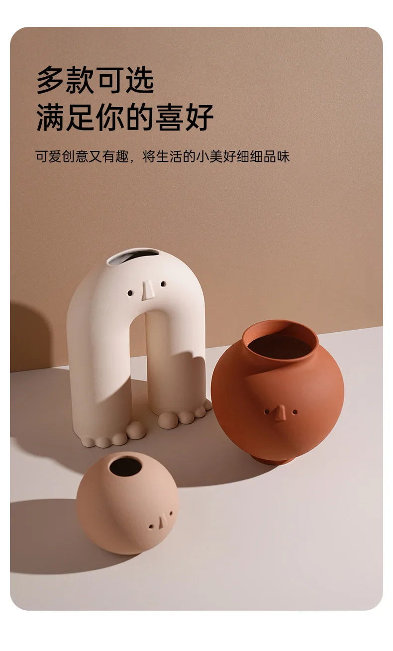 Bình Hoa Gốm Sứ Khuôn Mặt Hoạt Hình