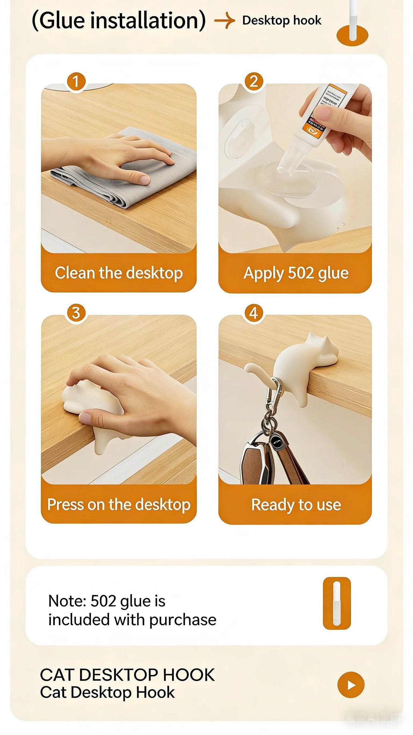 Móc Treo Cặp Hình Mèo Để Bàn