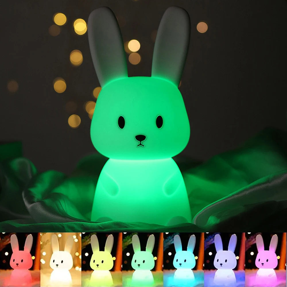 Đèn Ngủ LED Hình Thỏ Silicone