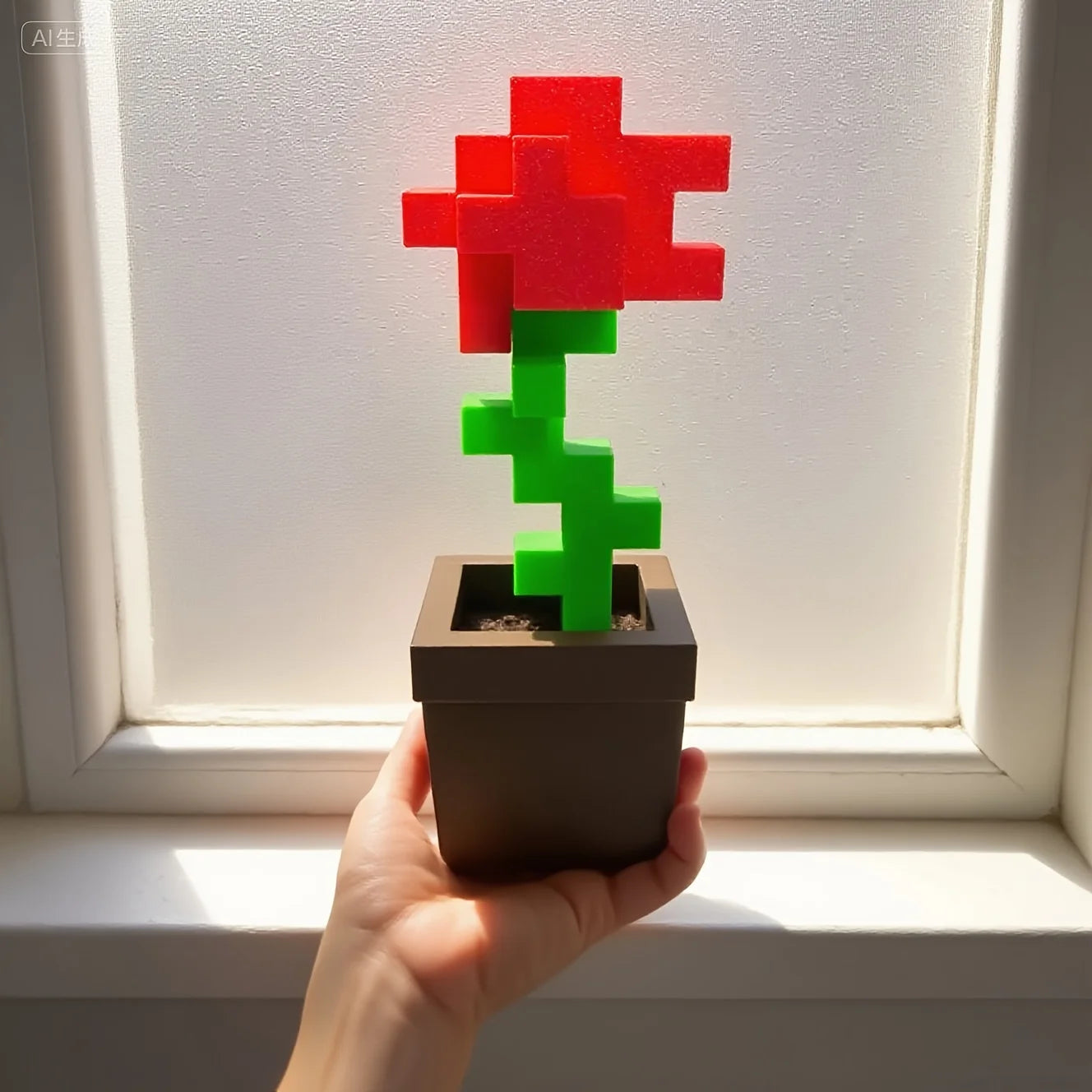 Mô Hình Hoa Hồng Pixel Decor In 3D