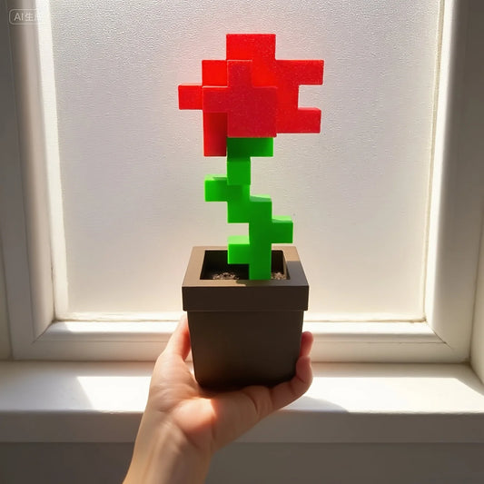 Mô Hình Hoa Hồng Pixel Decor In 3D