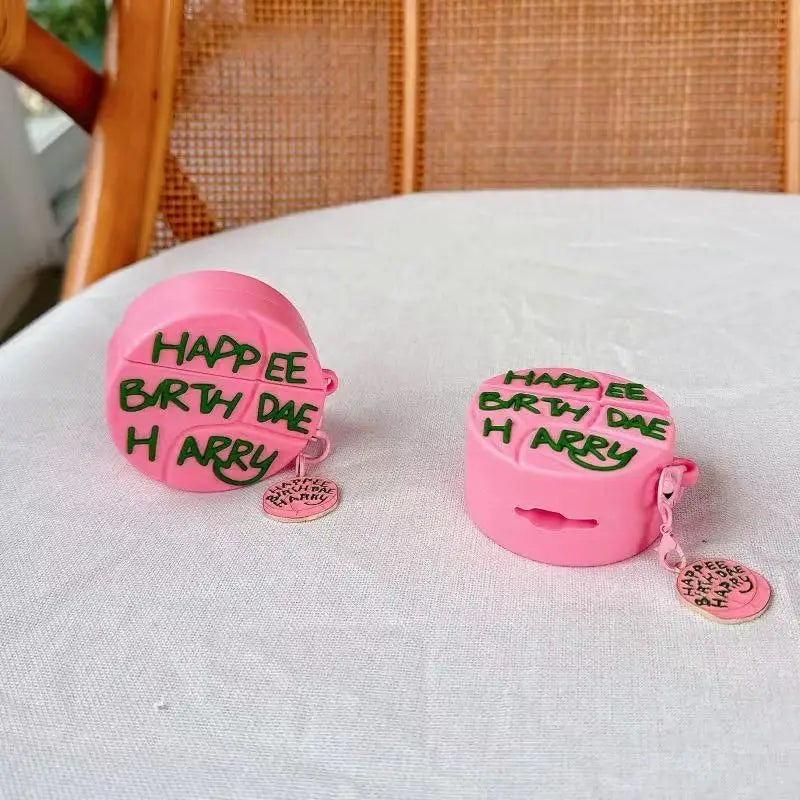 Ốp AirPods Bánh Sinh Nhật 3D Hồng Kèm Charm