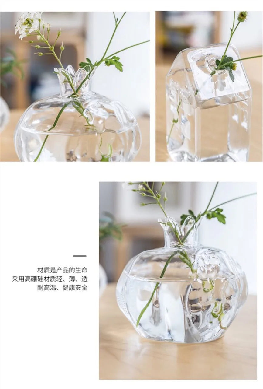 Bình Hoa Thủy Tinh Hình Quả Lựu Decor