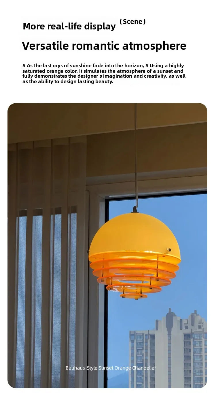 Đèn Thả Trần Bauhaus Retro Màu Cam Hoàng Hôn