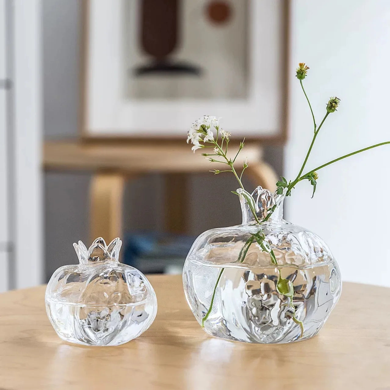 Bình Hoa Thủy Tinh Hình Quả Lựu Decor