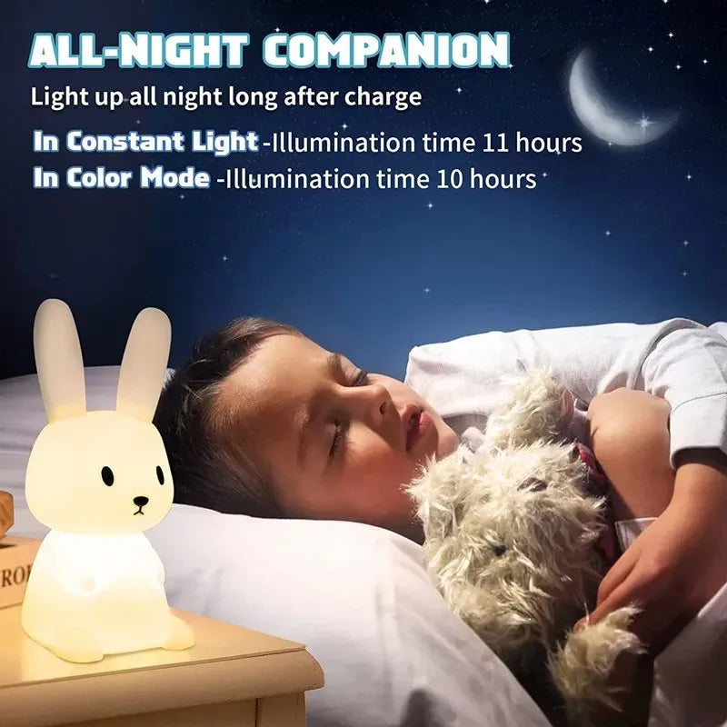 Đèn Ngủ LED Hình Thỏ Silicone