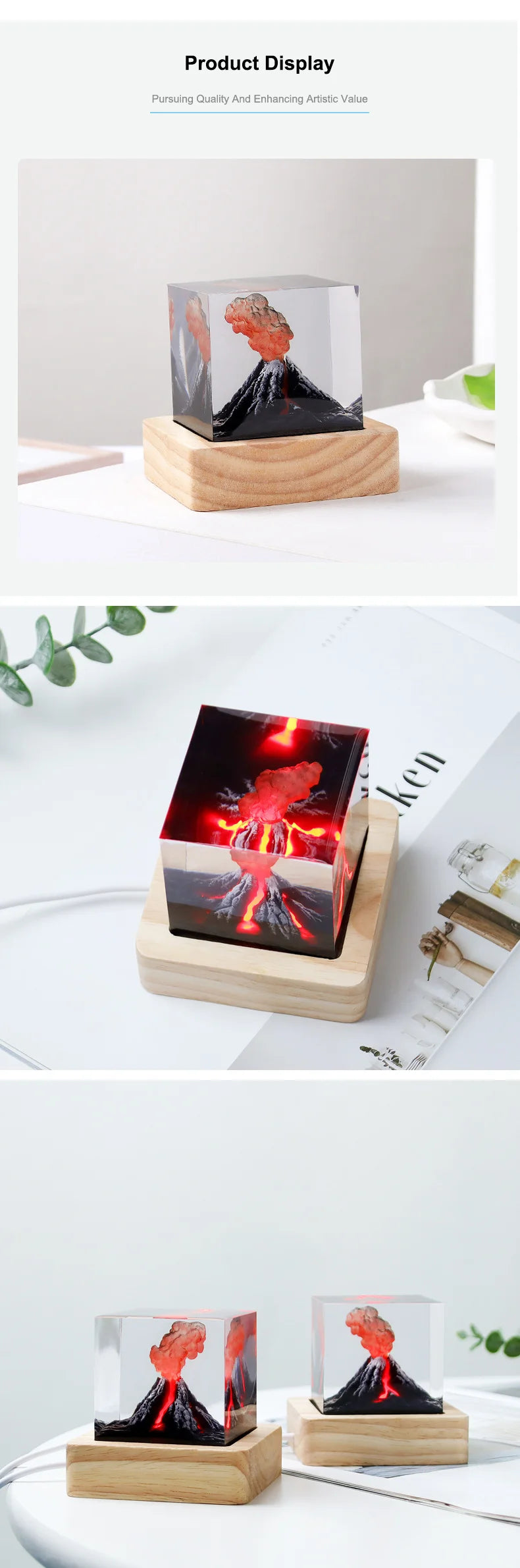 Đèn Ngủ 3D Núi Lửa Phun Trào