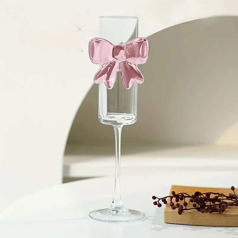 Ly Champagne Thủy Tinh Pha Lê Họa Tiết Nơ