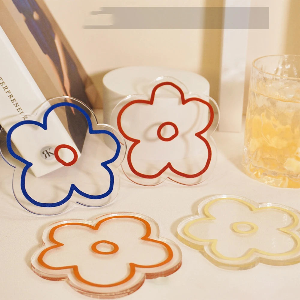 Lót Ly Hình Hoa Acrylic Trong Suốt