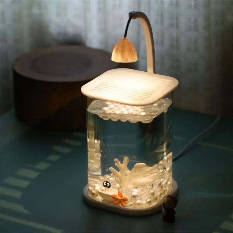 Bể Cá Kính Mini Để Bàn Kèm Đèn LED