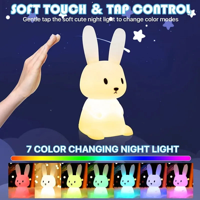 Đèn Ngủ LED Hình Thỏ Silicone