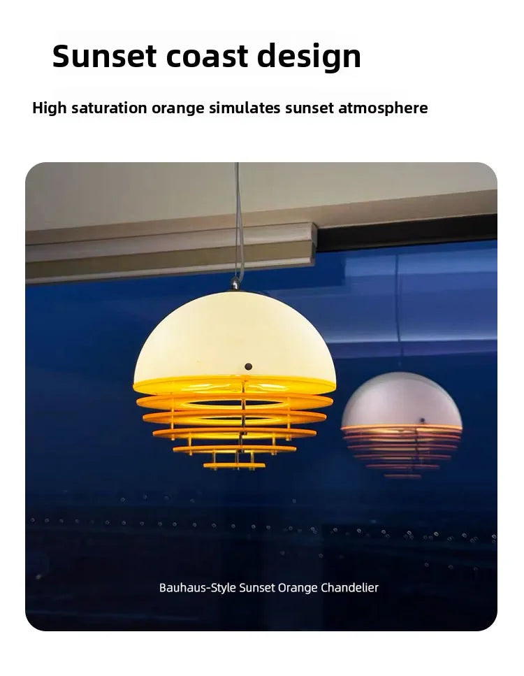 Đèn Thả Trần Bauhaus Retro Màu Cam Hoàng Hôn