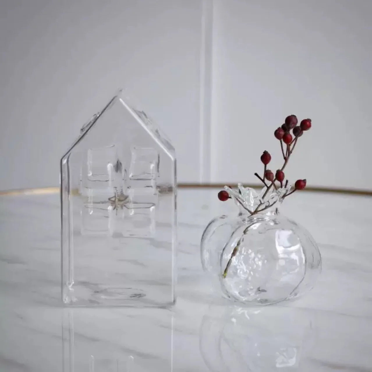 Bình Hoa Thủy Tinh Hình Quả Lựu Decor