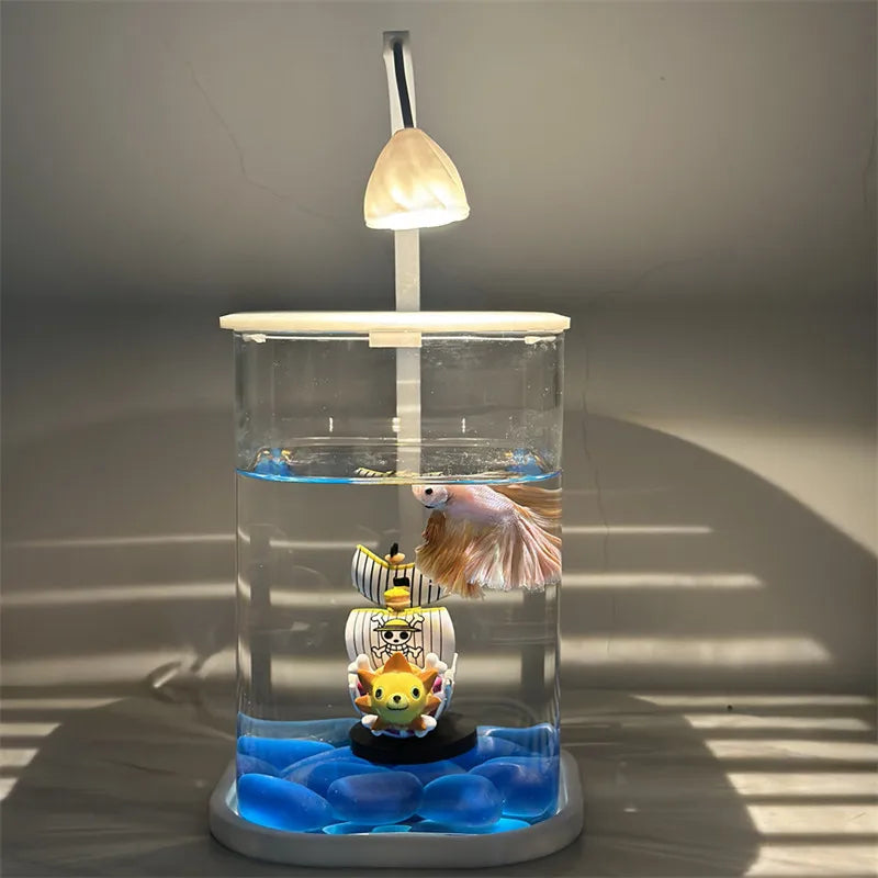 Bể Cá Kính Mini Để Bàn Kèm Đèn LED