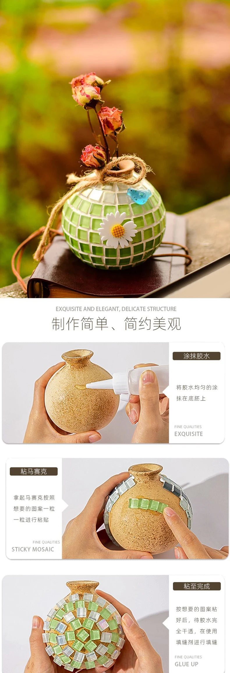 Bộ Làm Bình Hoa Mosaic DIY Thủ Công