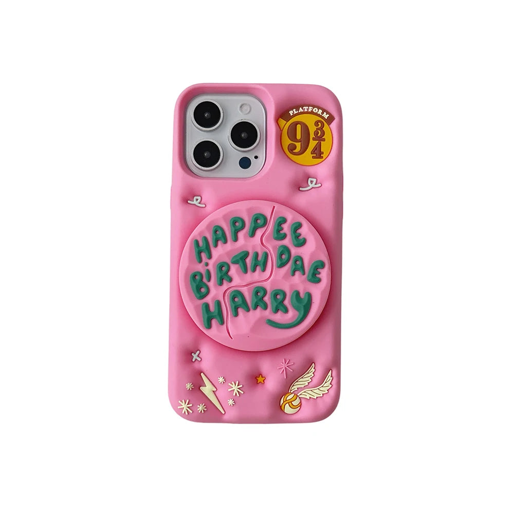 Ốp Lưng Iphone Silicon 3D Hình Bánh Sinh Nhật Kèm Giá Đỡ
