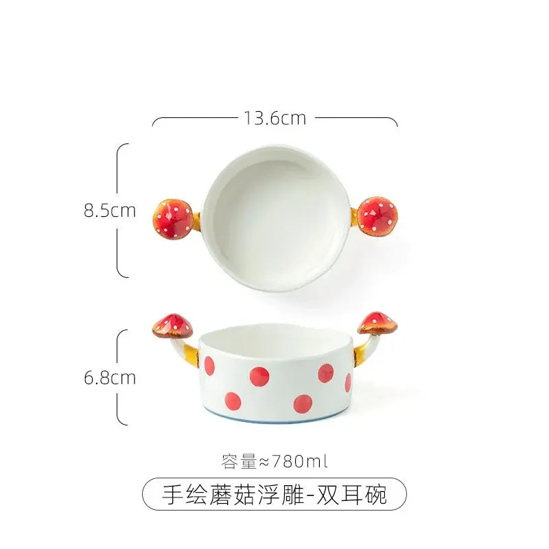 Bộ Đồ Ăn Gốm Sứ Hình Nấm 3D