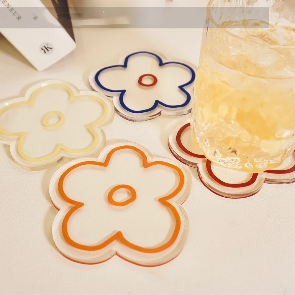 Lót Ly Hình Hoa Acrylic Trong Suốt