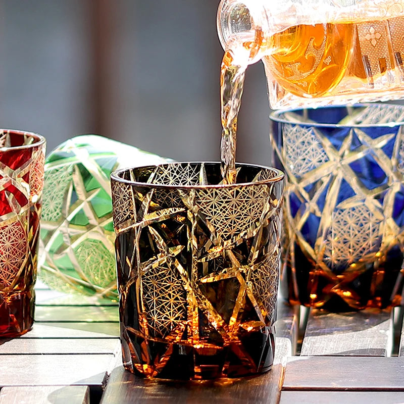 Ly Whisky Thủy Tinh Màu Hổ Phách