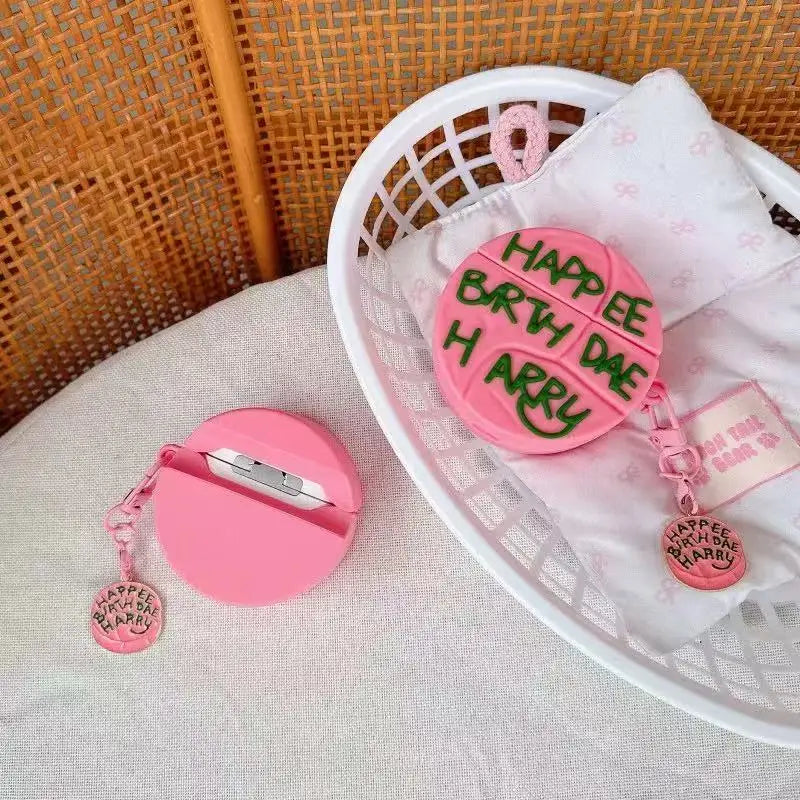 Ốp AirPods Bánh Sinh Nhật 3D Hồng Kèm Charm