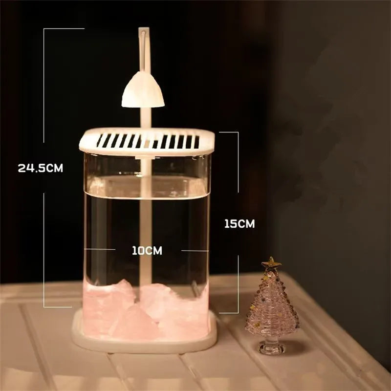 Bể Cá Kính Mini Để Bàn Kèm Đèn LED