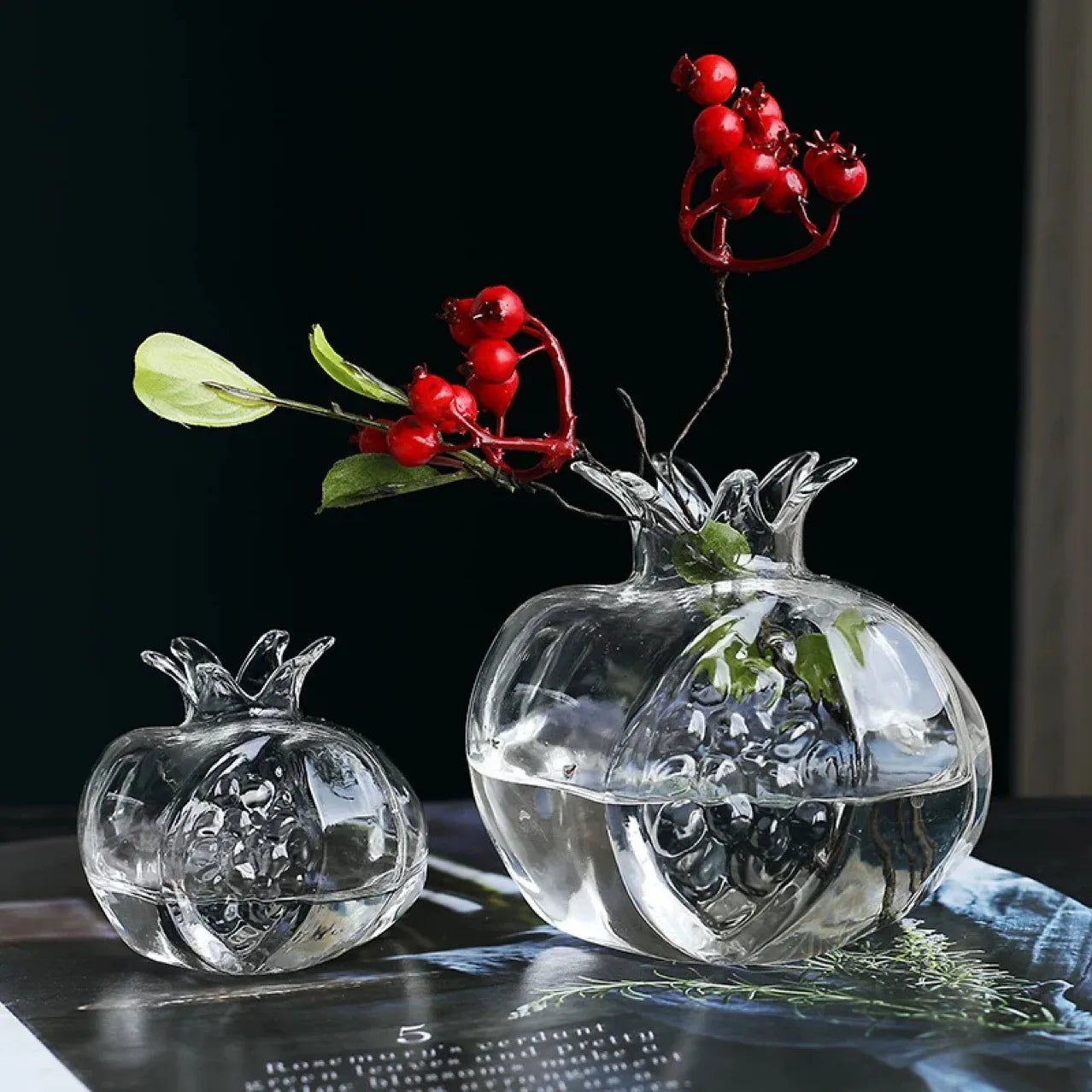 Bình Hoa Thủy Tinh Hình Quả Lựu Decor