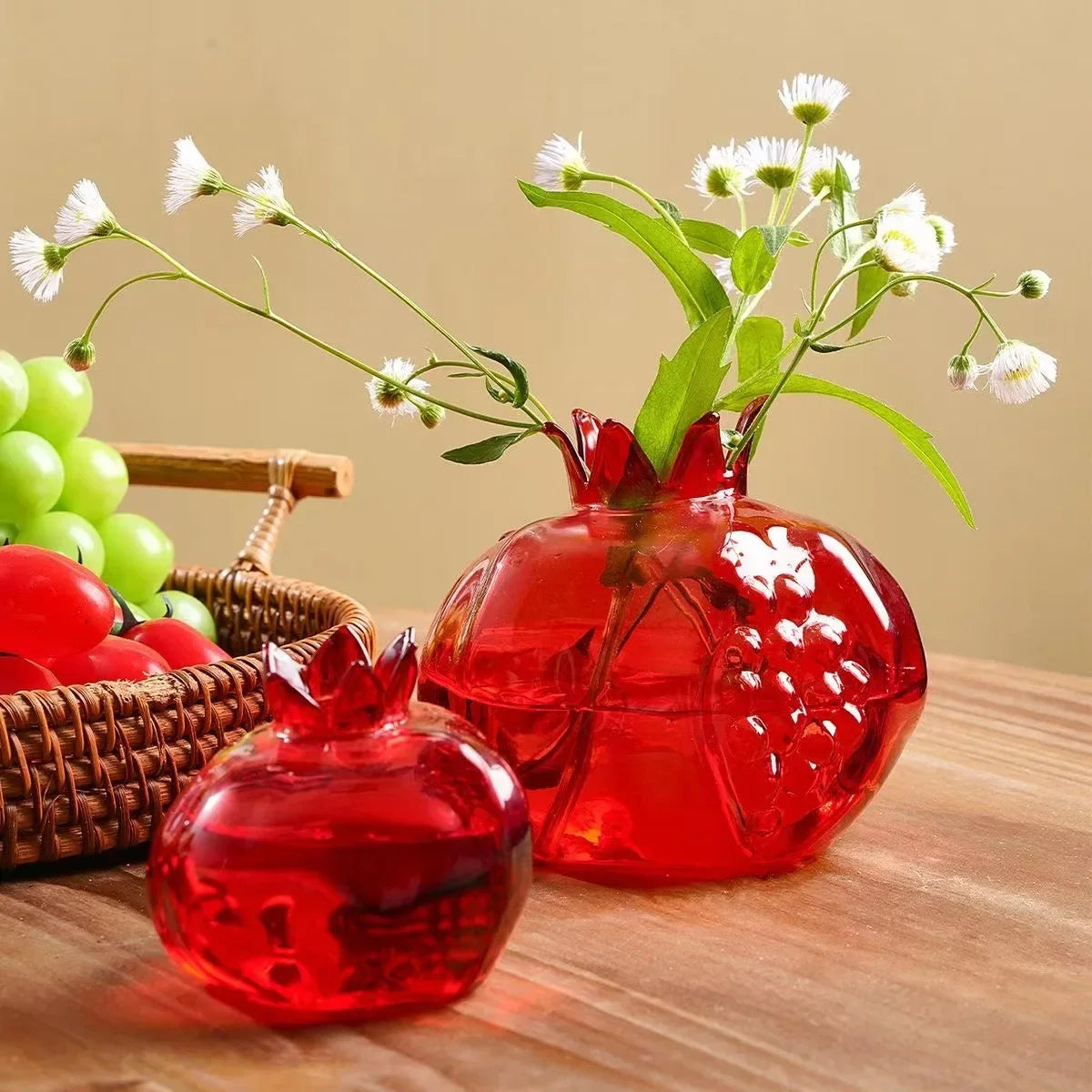 Bình Hoa Thủy Tinh Hình Quả Lựu Decor