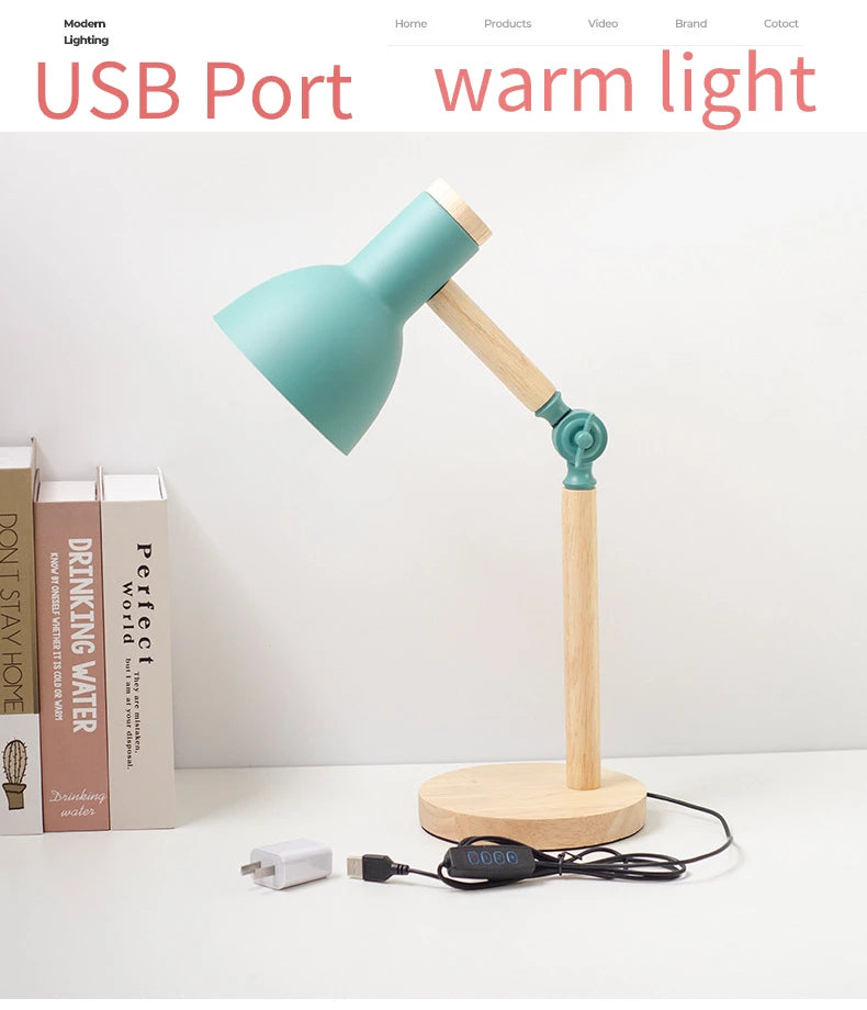 Đèn Bàn LED Gỗ Phong Cách Nordic