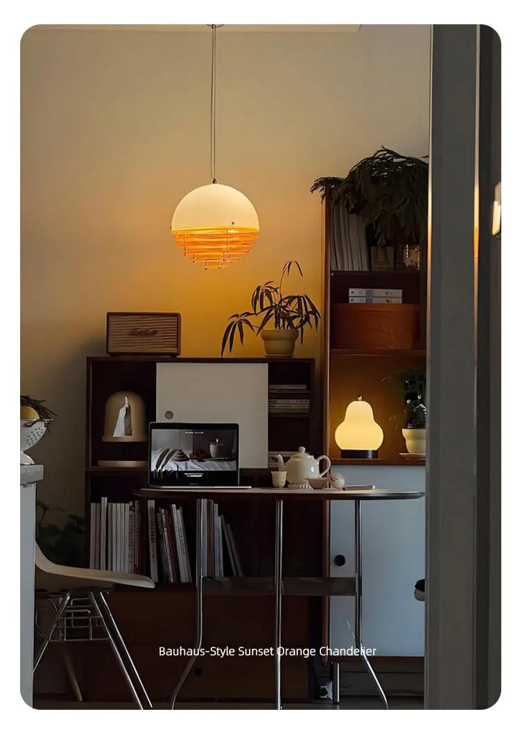 Đèn Thả Trần Bauhaus Retro Màu Cam Hoàng Hôn