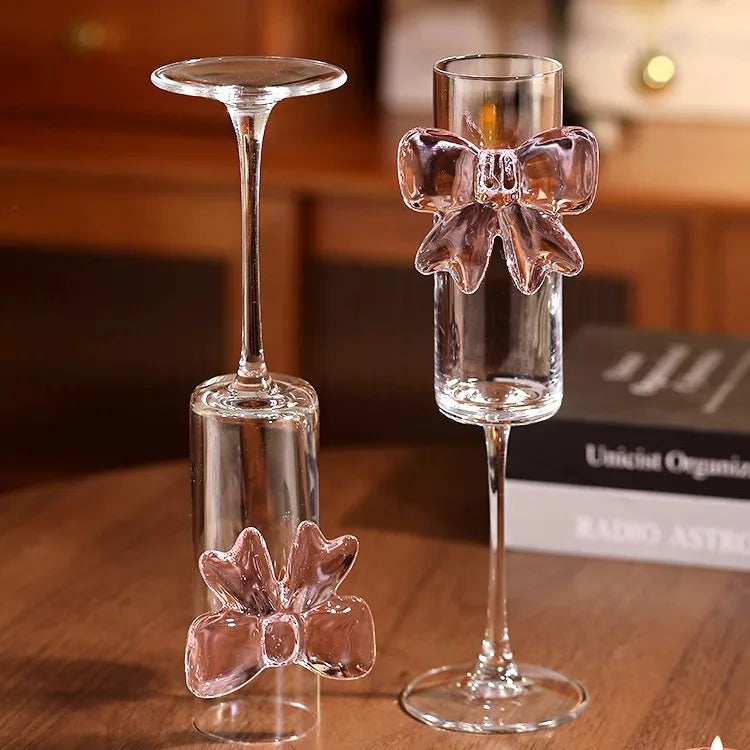 Ly Champagne Thủy Tinh Pha Lê Họa Tiết Nơ