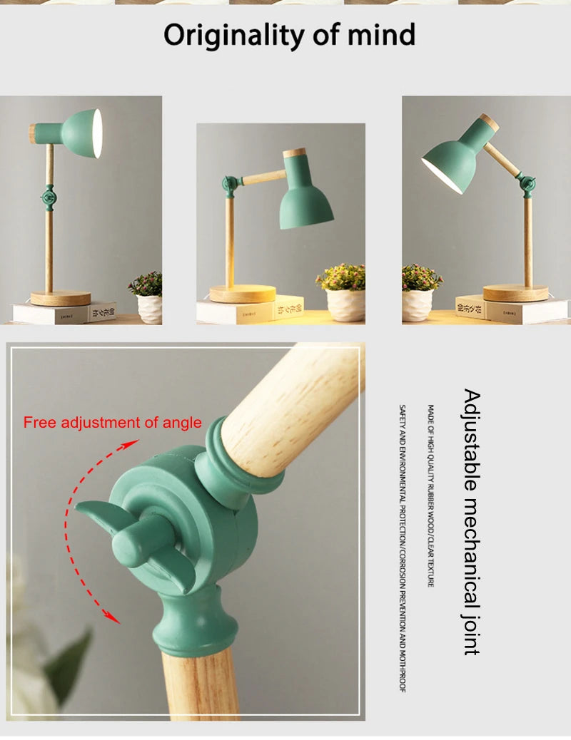 Đèn Bàn LED Gỗ Phong Cách Nordic
