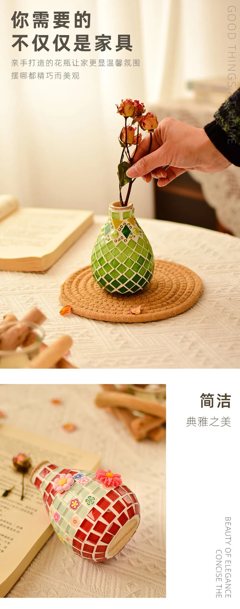Bộ Làm Bình Hoa Mosaic DIY Thủ Công
