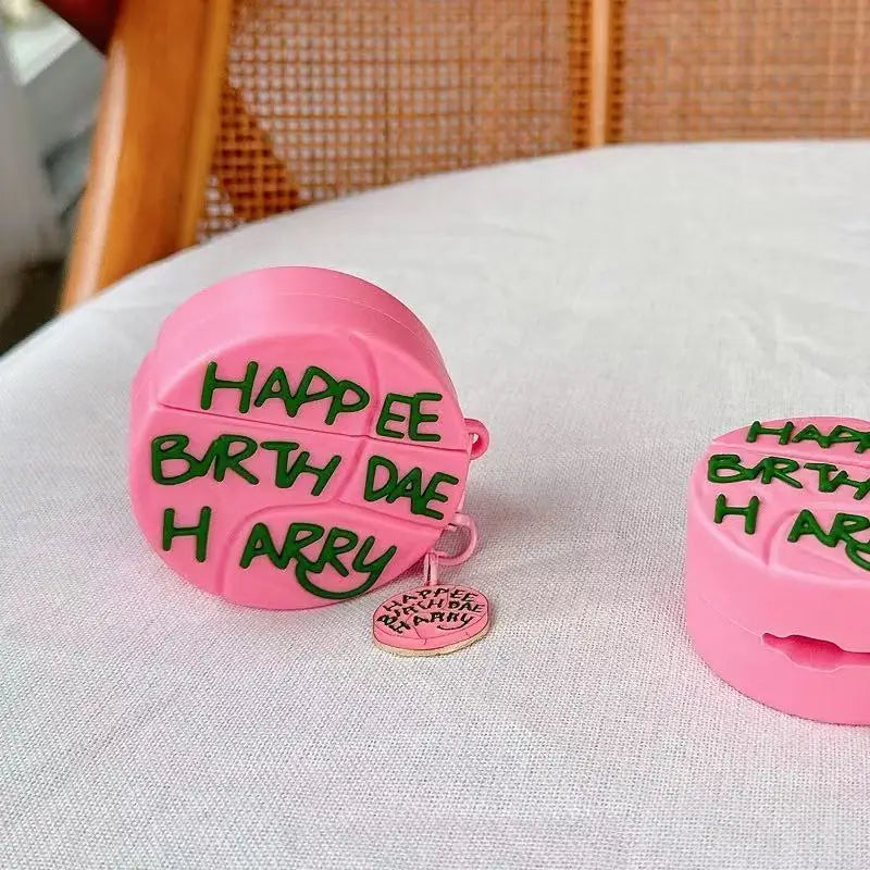 Ốp AirPods Bánh Sinh Nhật 3D Hồng Kèm Charm