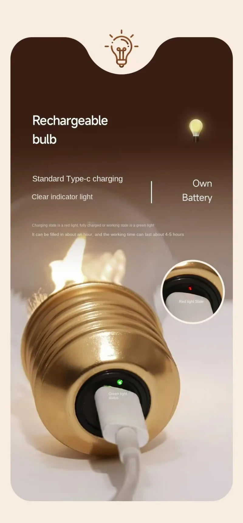 Đèn Led Edison Vintage Tích Điện