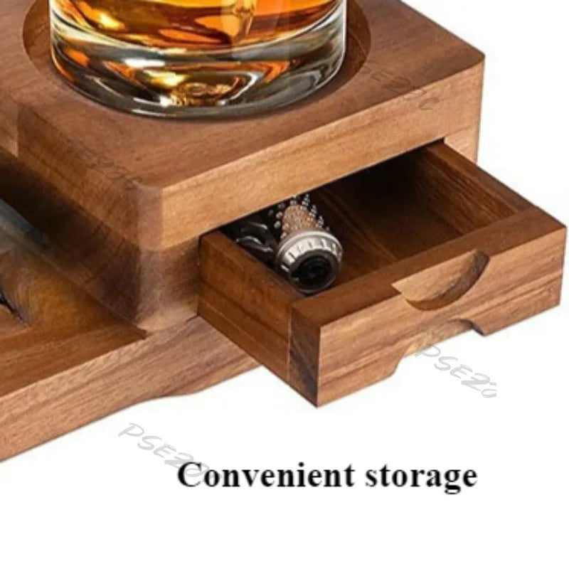 Bộ Khay Gỗ Đựng Xì Gà Và Ly Whiskey Đa Năng